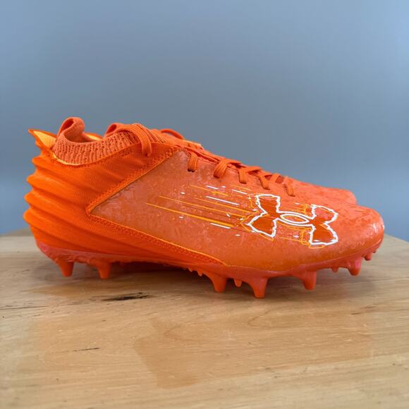 Under Armour Blur Smoke 2.0 MC Suede Mens Size 8 Football Cleats Orange NEW - Picture 1 of 9
